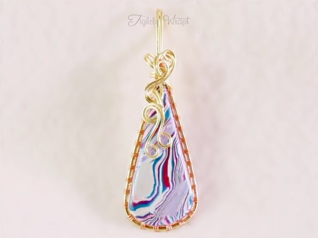 Shades of Blue and Pink Pendant (Brass and Copper Wire)