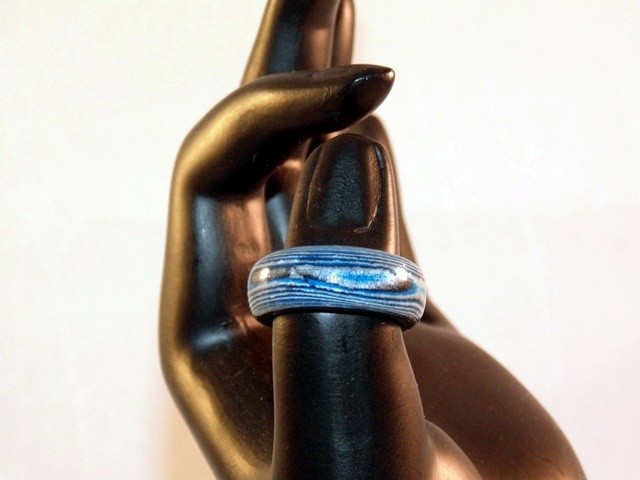 Black, Blue, and White Thomsite Ring (Size 7 1/2)