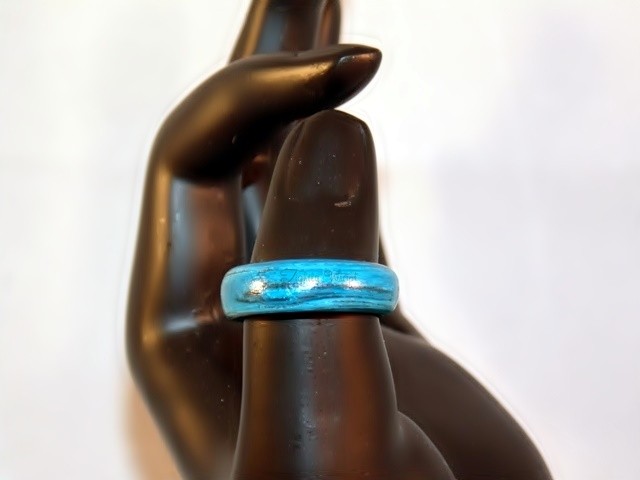 Turquoise and Black Thomsite Ring (Size 8)