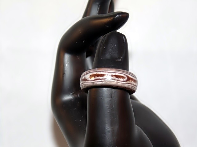 Brown and White Thomsite Ring (Size 7 1/2)