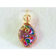 "Acid Rainbow" Pendant (Brass and Copper Wire)