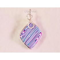 Shades of Blue and Pink Pendant (Sterling Silver-filled Wire)