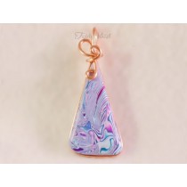 Shades of Blue and Pink Pendant (Copper Wire)