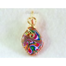"Acid Rainbow" Pendant (Brass and Copper Wire)